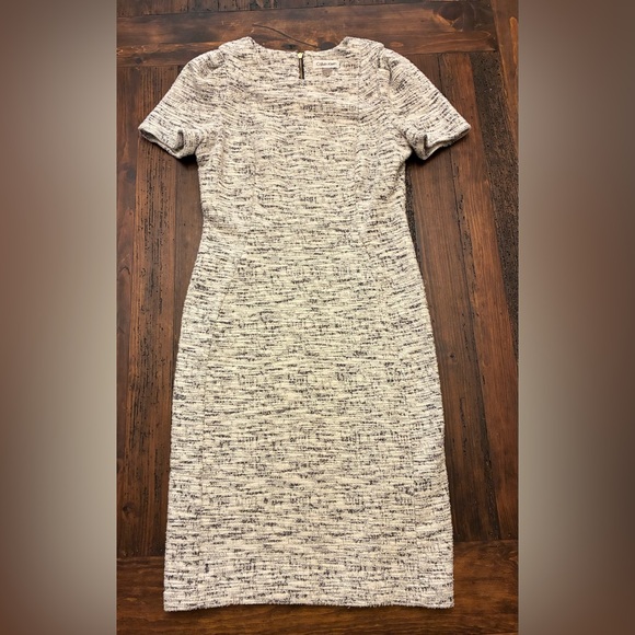 Calvin Klein Cream Tweed Midi Dress - Picture 1 of 4